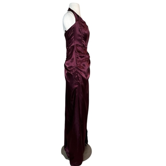 Galina Halter Corseted Bustier Draped Formal Gown Prom Burgundy Size 4 Wedding - Picture 14 of 15